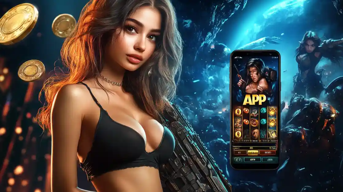 একজন সাহসী নারী 77fb মোবাইল গেমিং অ্যাপ ব্যবহার করছেন, যা অ্যাকশনভিত্তিক গেমের অনুভূতি প্রকাশ করে।